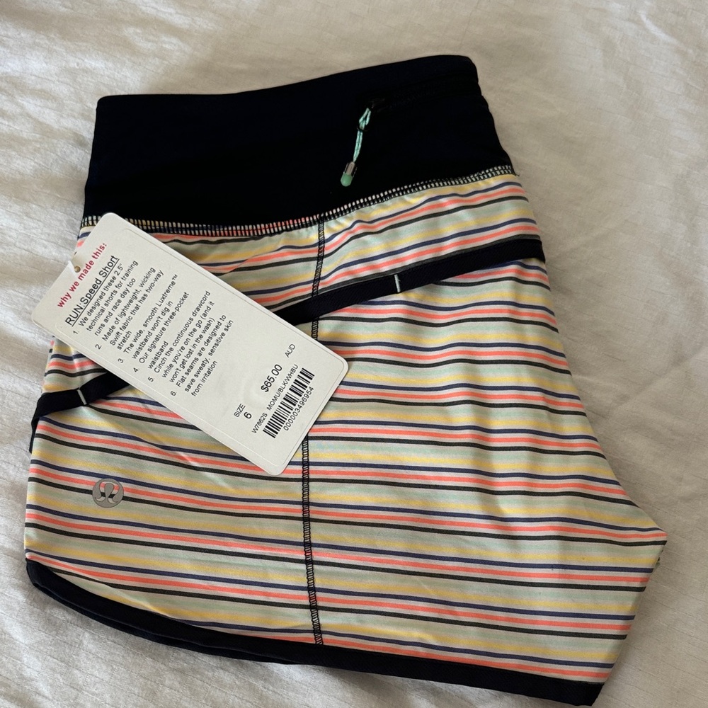 lululemon athletica Striped Kids Shorts in Black, Yellow, Pink, Blue